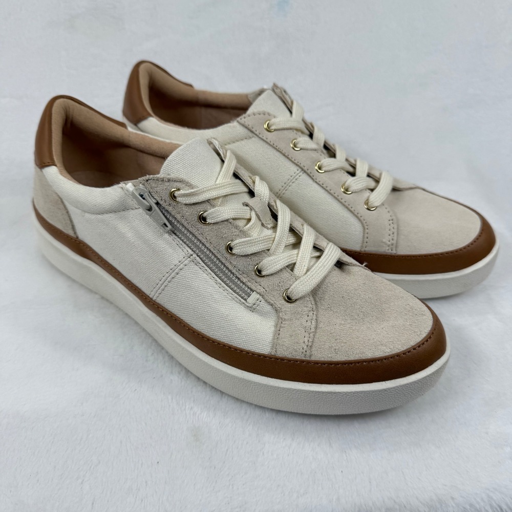 Vionic Women's Cream and Brown Lace-Up Sneakers